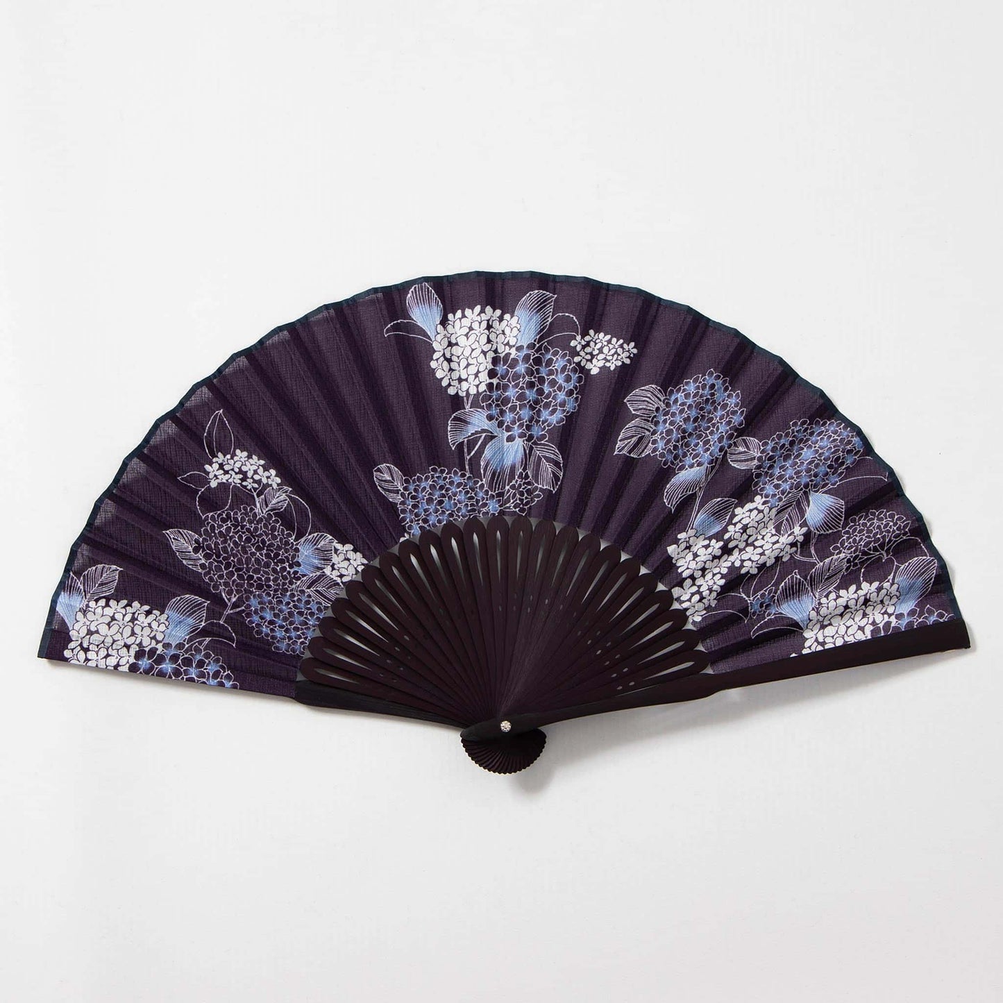 Folding Fan - Hydrangea Navy