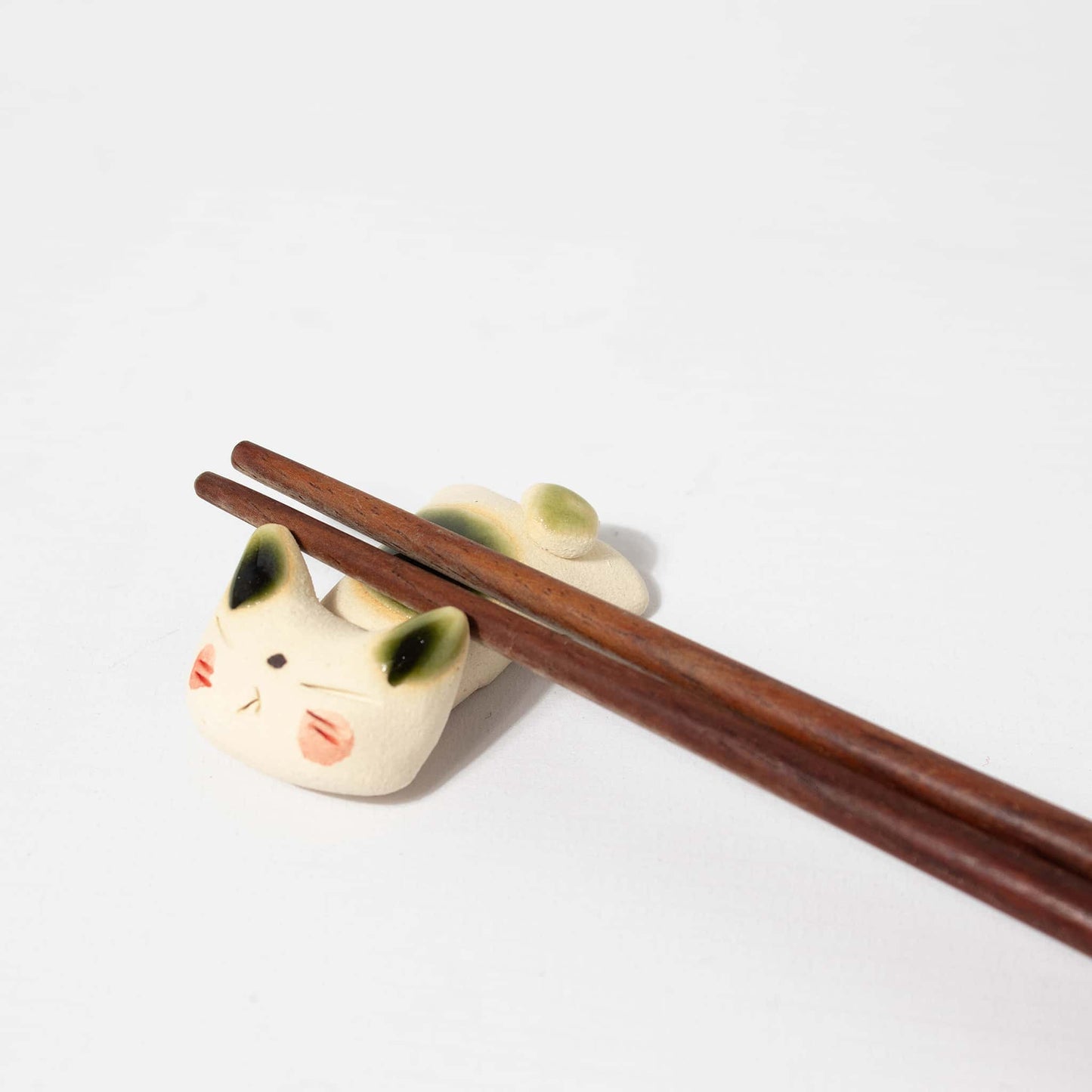 Chopstick Holder - Sleeping Cat Green