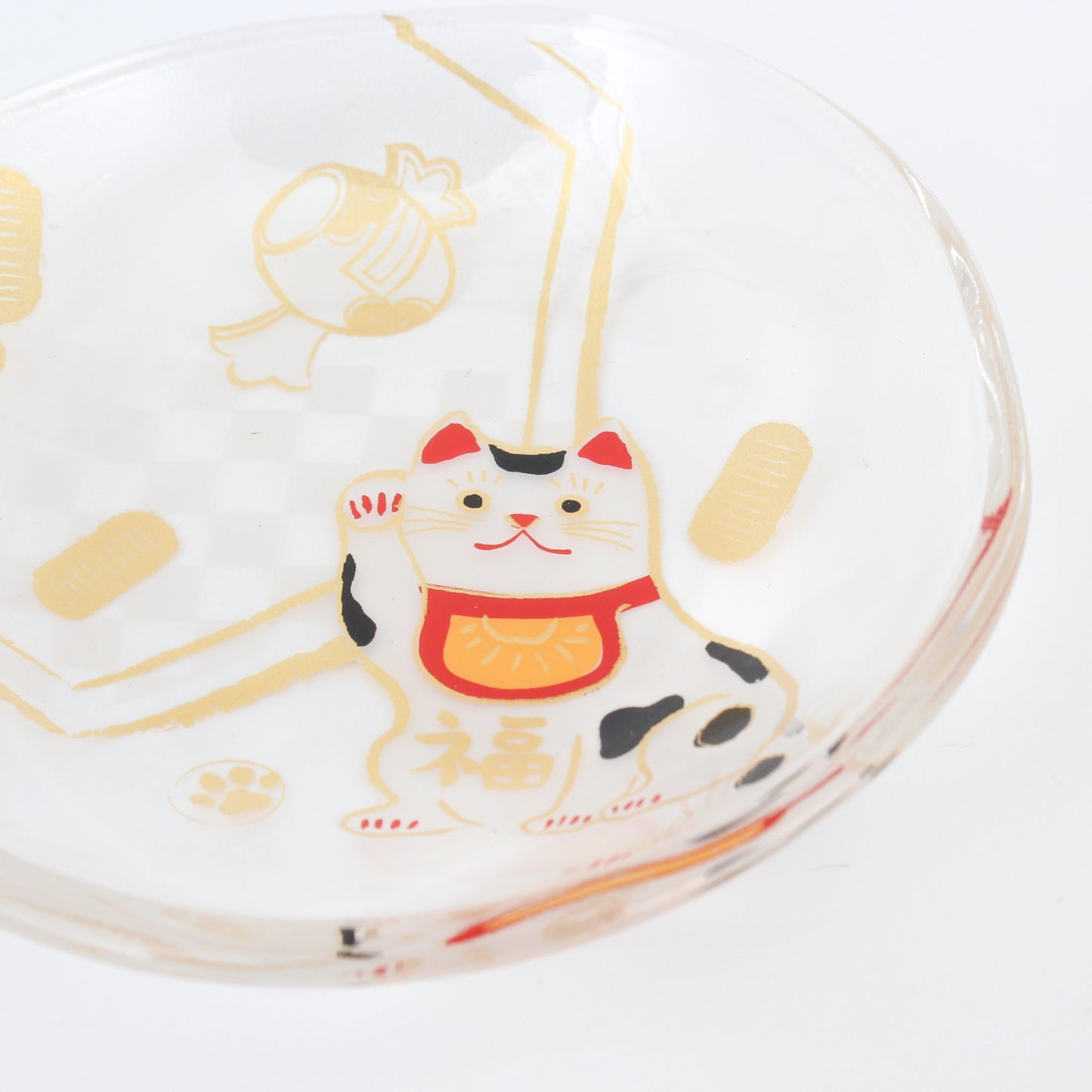 Glass Small Plate - Beckoning Cat