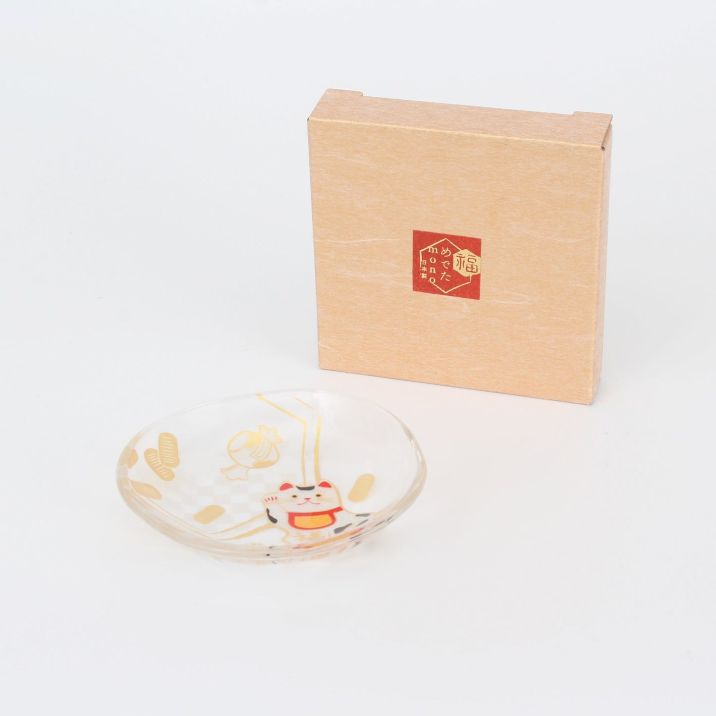 Glass Small Plate - Beckoning Cat