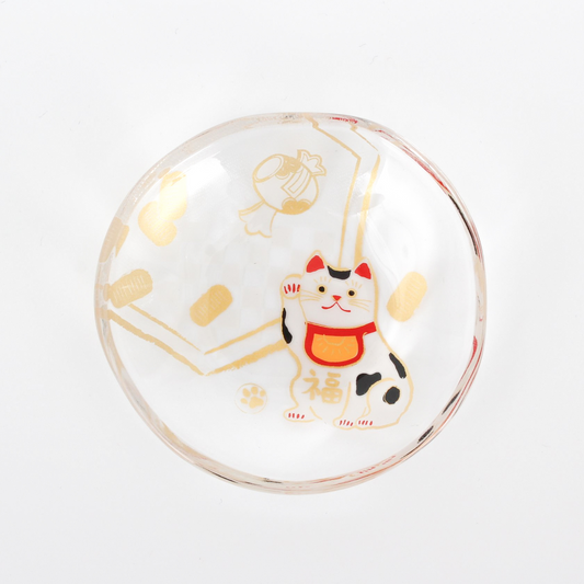 Glass Small Plate - Beckoning Cat