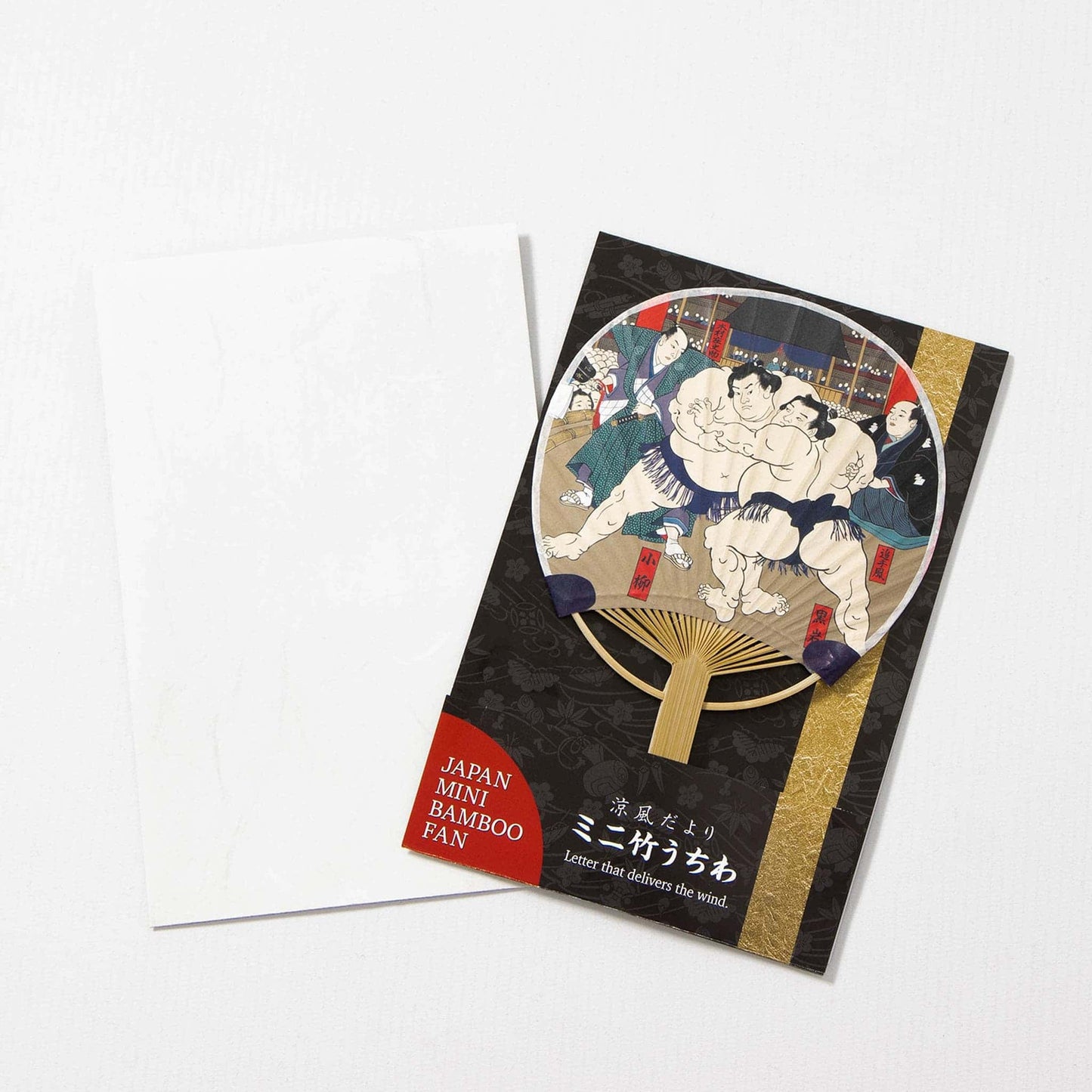 Japanese Mini Uchiwa Fan with Envelope - Sumo