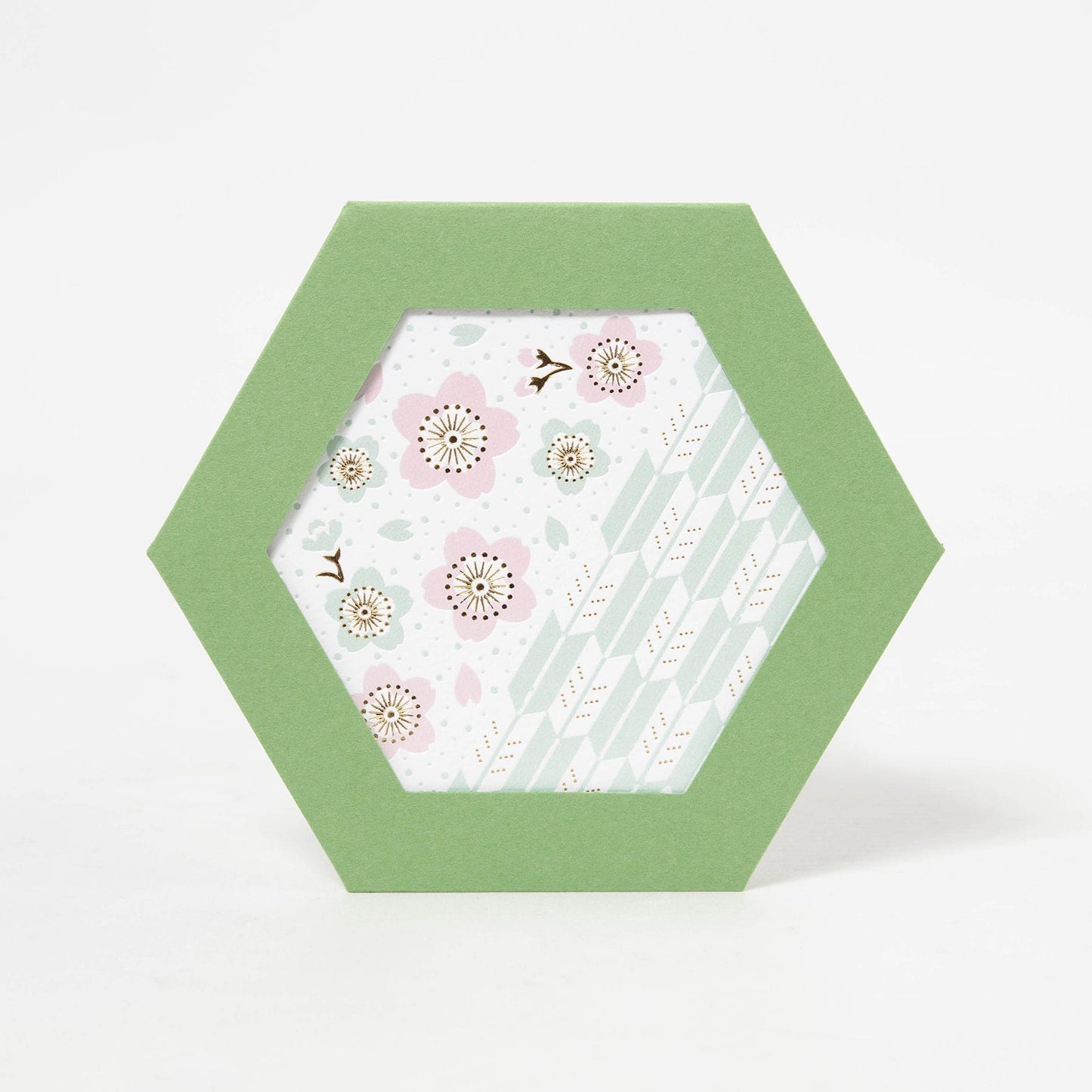 ROKKAKU Hexagonal Greeting Card - Sakura Cherry Blossoms