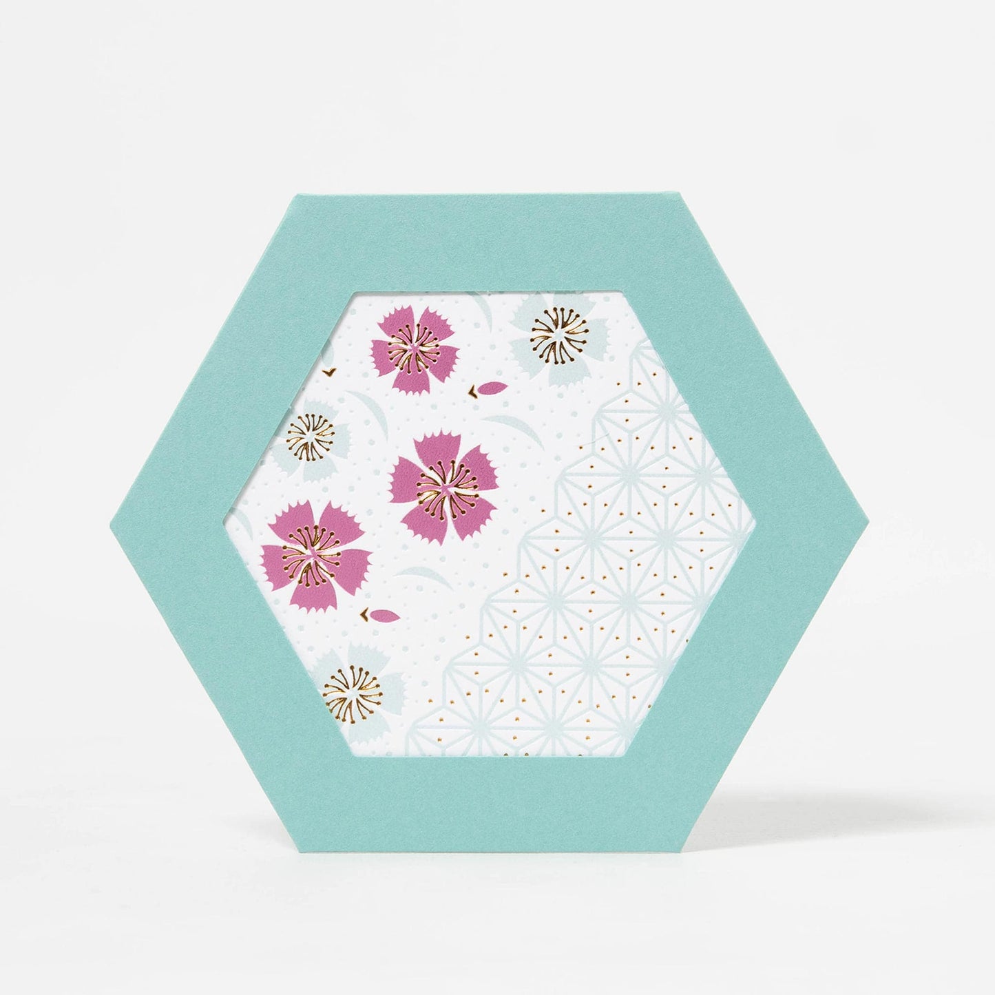 ROKKAKU Hexagonal Greeting Card - Nadeshiko Dianthus