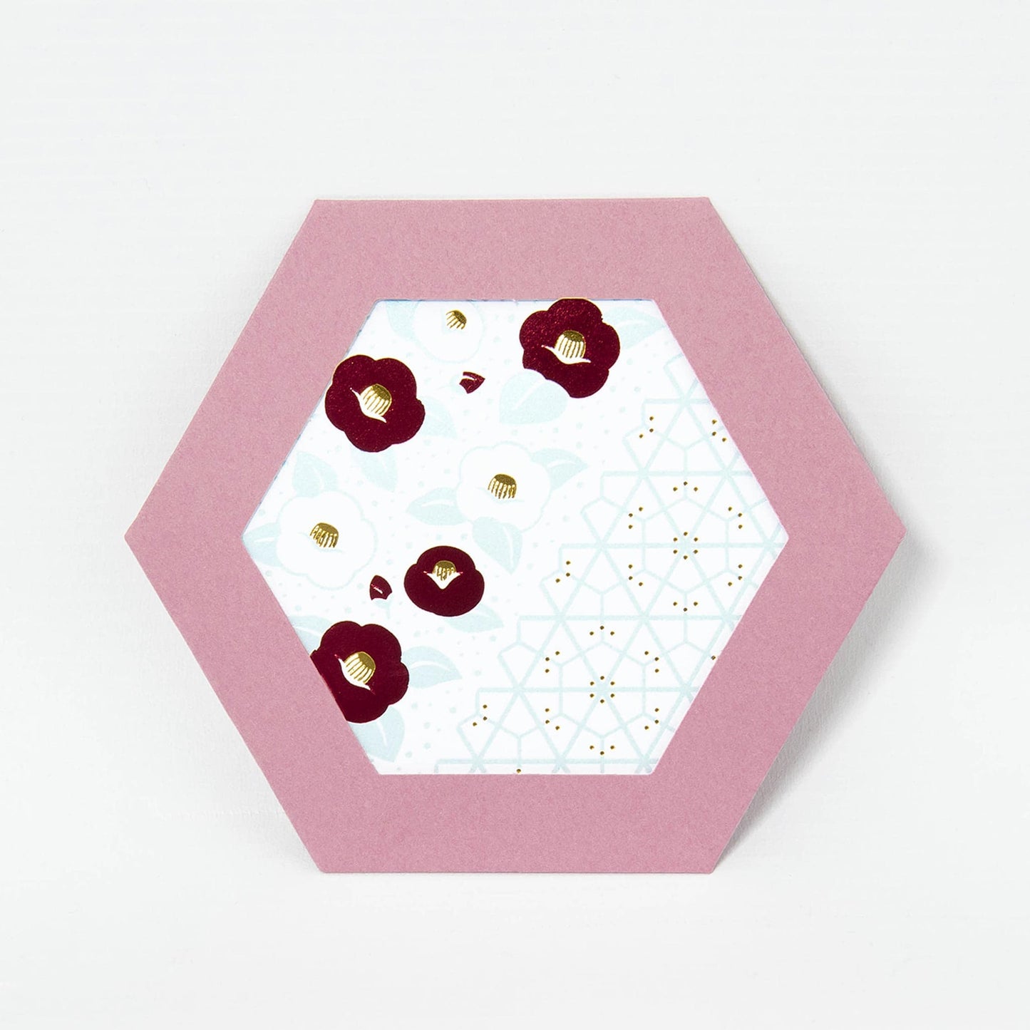 ROKKAKU Hexagonal Greeting Card - Tsubaki Camellia