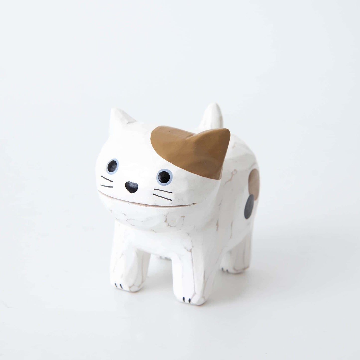 Wooden Animal Card Holder Cat White Brown