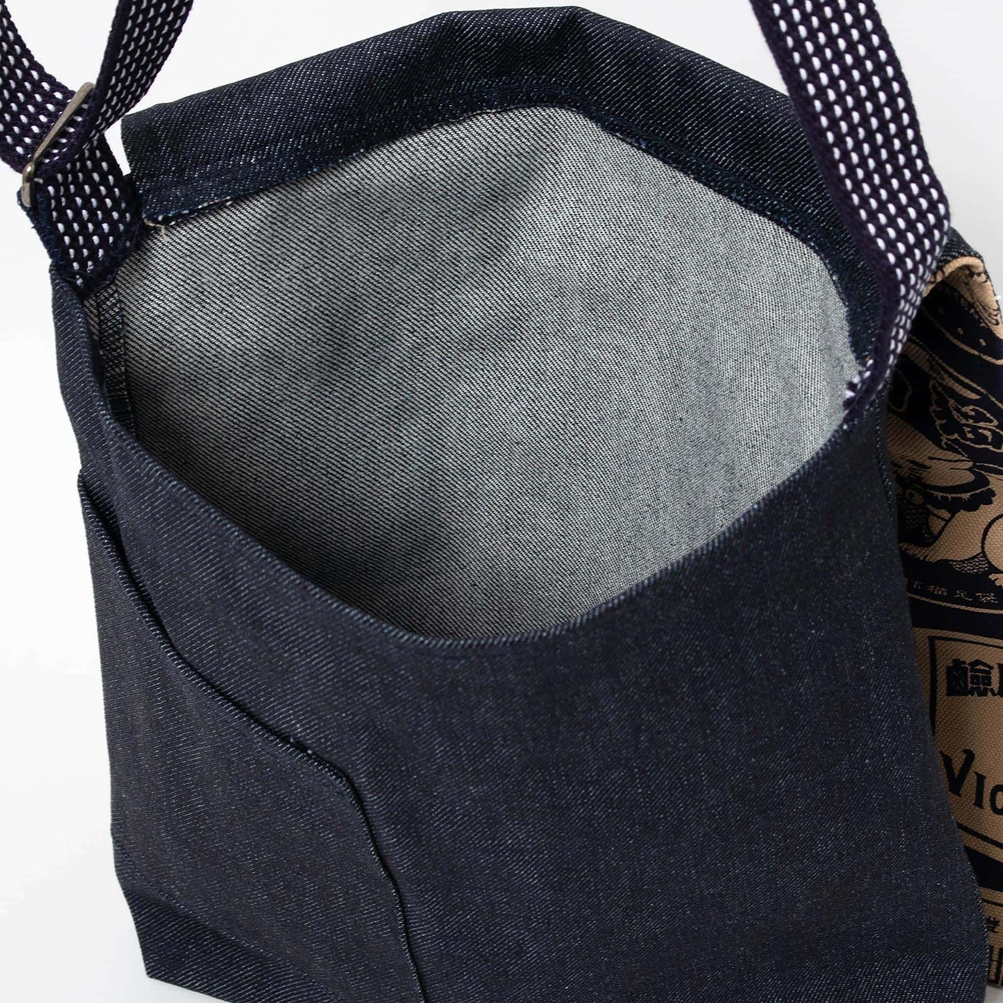 Kurashiki Denim Indigo Shoulder Bag - Japanese Retro Signs