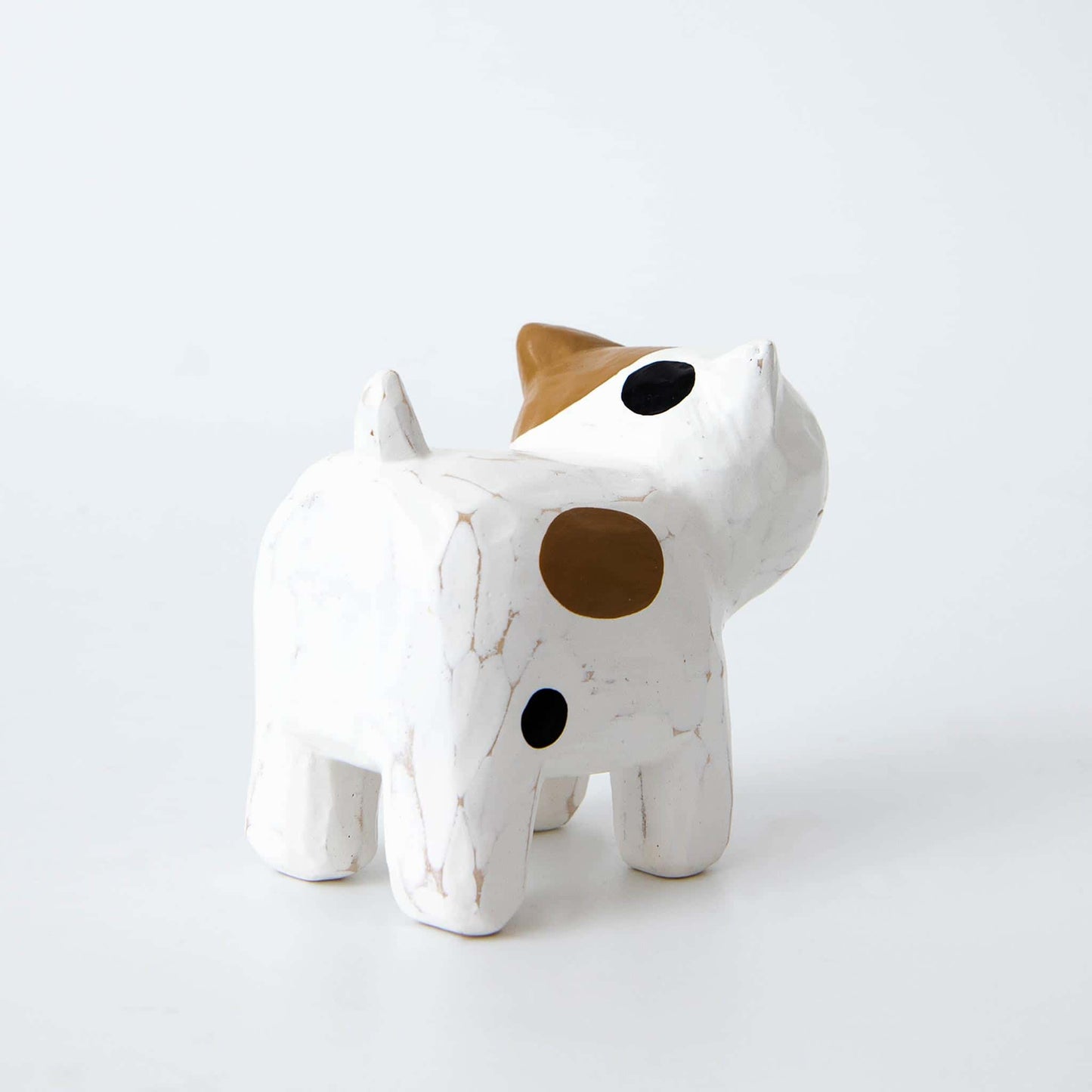 Wooden Animal Card Holder Cat White Brown