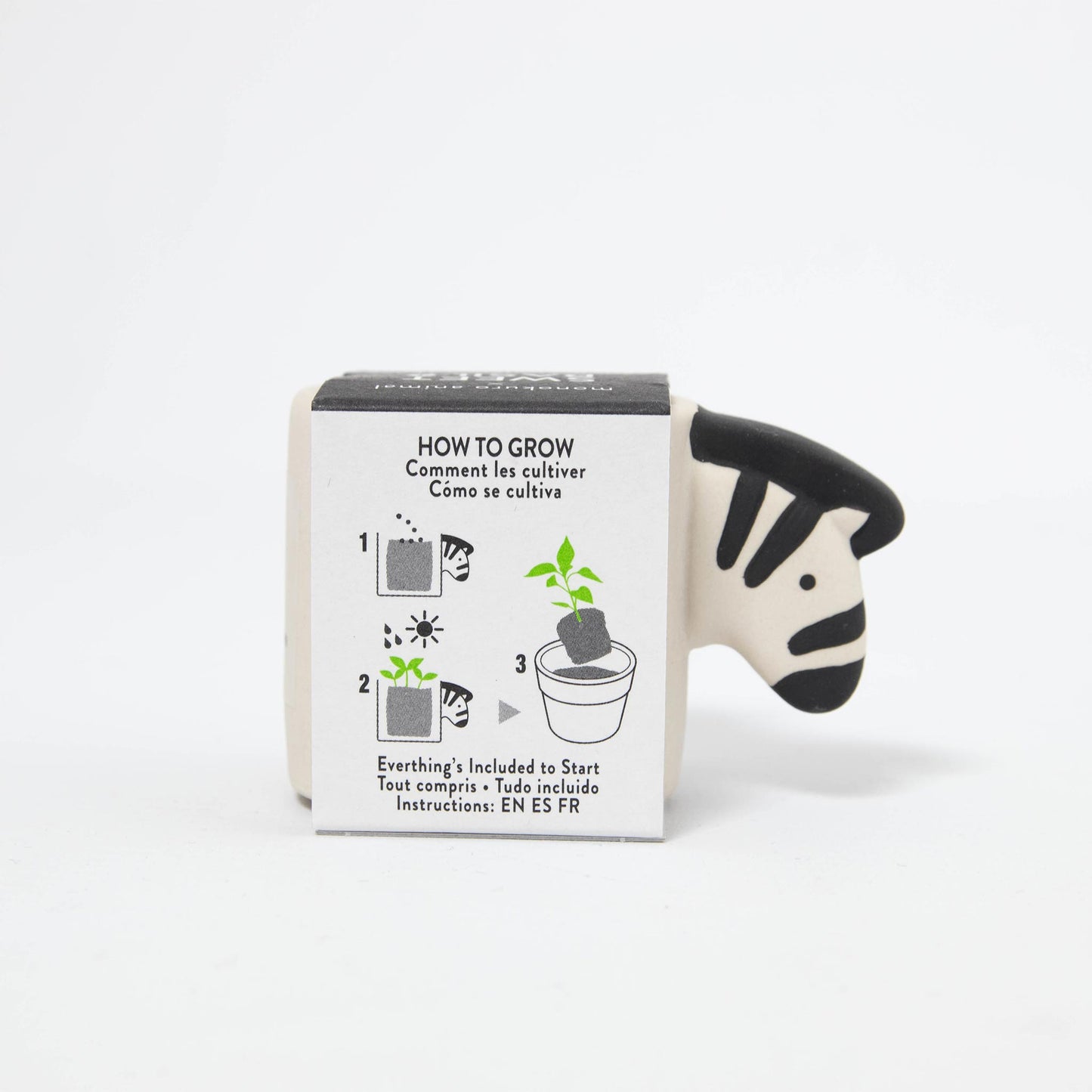 Monokuro Animals Zebra - Sweet Basil Growing Kit