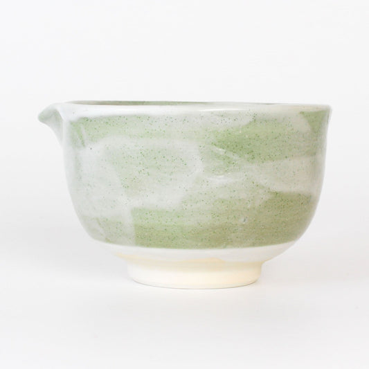 Matcha Latte Bowl with Pouring Spout | Green Shino | Mino Ware | Made in Japan