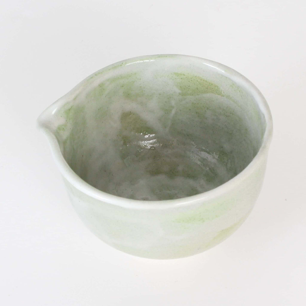 Matcha Latte Bowl with Pouring Spout | Green Shino | Mino Ware | Made in Japan