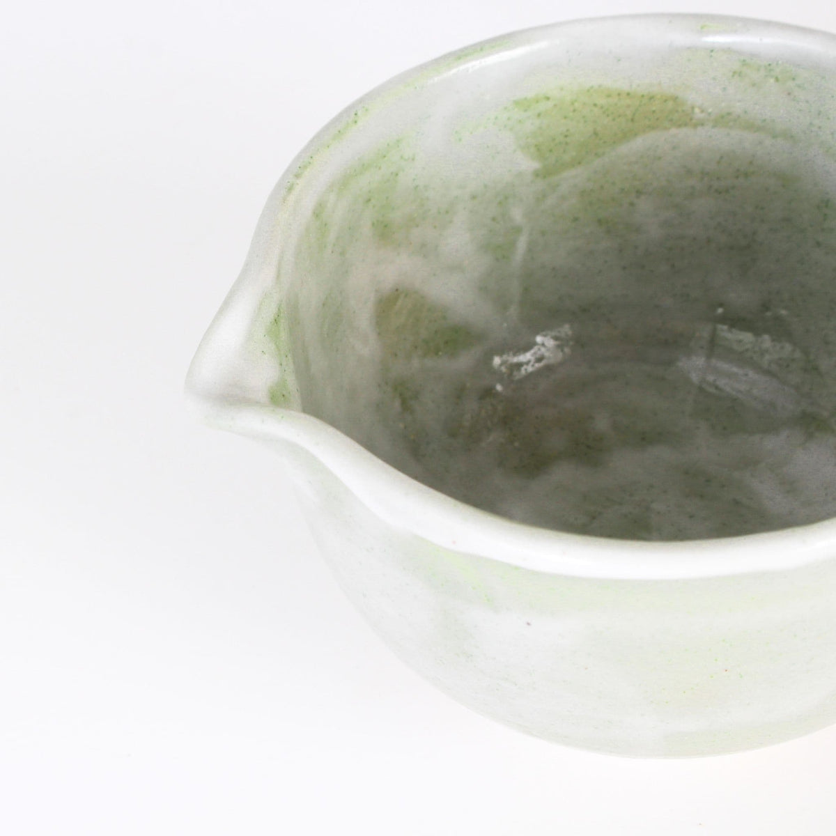 Matcha Latte Bowl with Pouring Spout | Green Shino | Mino Ware | Made in Japan