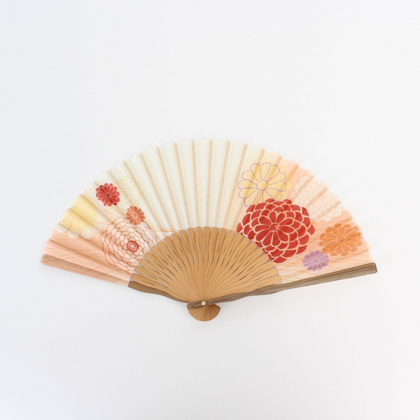 Folding Fan - Chrysanthemum Orange