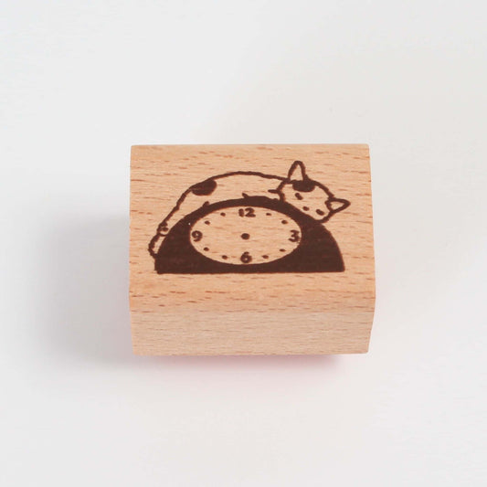 Cat Rubber Stamp | Clock | POTTERING CAT