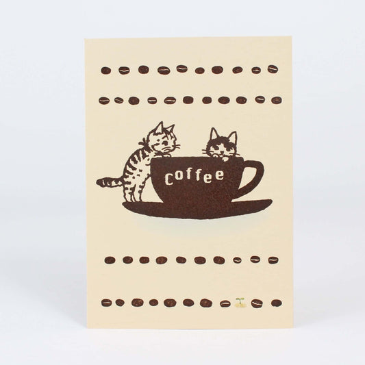 Postcard Cat and Coffee 1 by POTTERING CAT