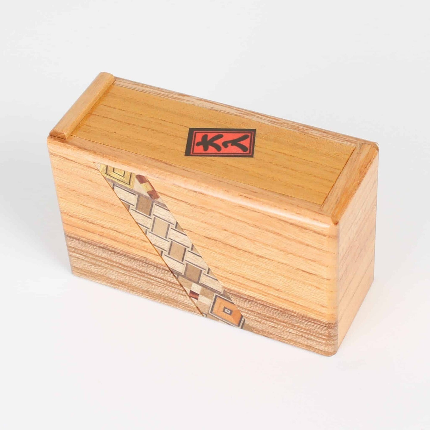 Hakone Yosegi Zaiku Karakuri Toothpick Holder – Japanese Wooden Rising Toothpick Case with Lid