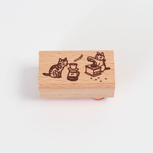 Cat Rubber Stamp | Coffee | POTTERING CAT