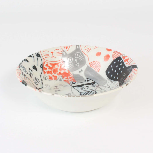 Cereal Bowl Cat Red 16.5cm