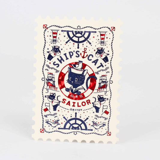 Postcard Postage Stamp Style - Ship's Cat by ob1toy