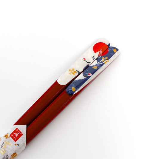 Urushi Lacquer Chopsticks - Meoto Crane Red