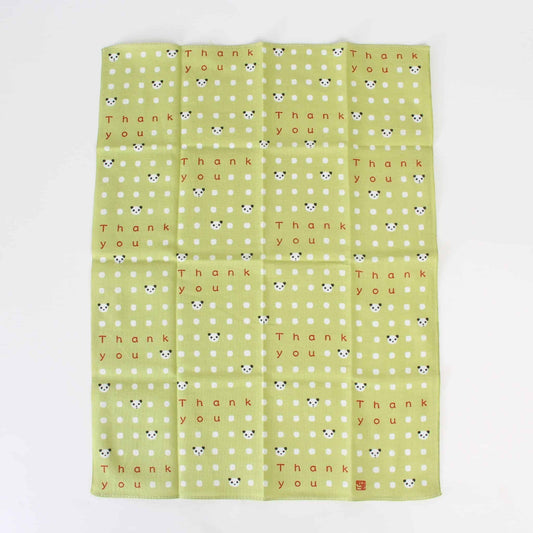 Tenugui Handkerchief | Panda's Thank You | Green | Made in Japan