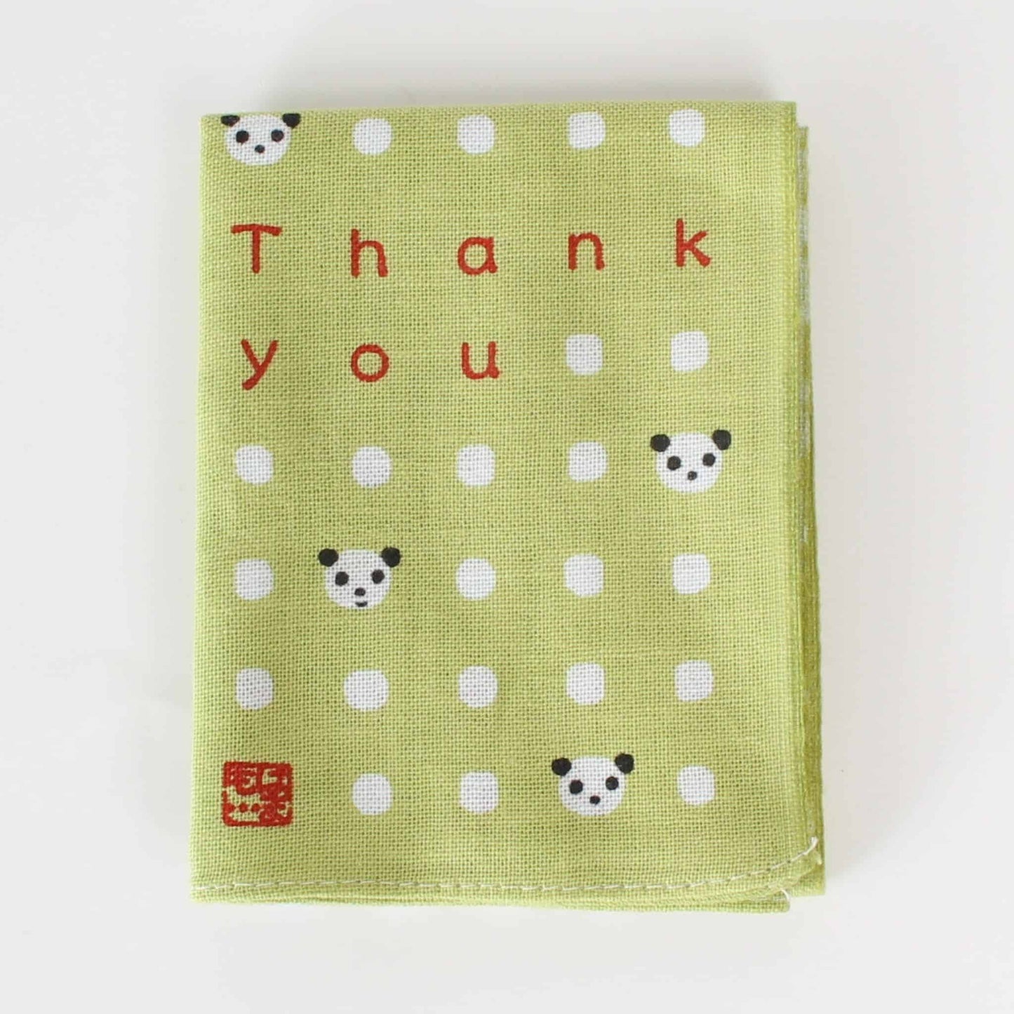 Tenugui Handkerchief | Panda's Thank You | Green | Made in Japan