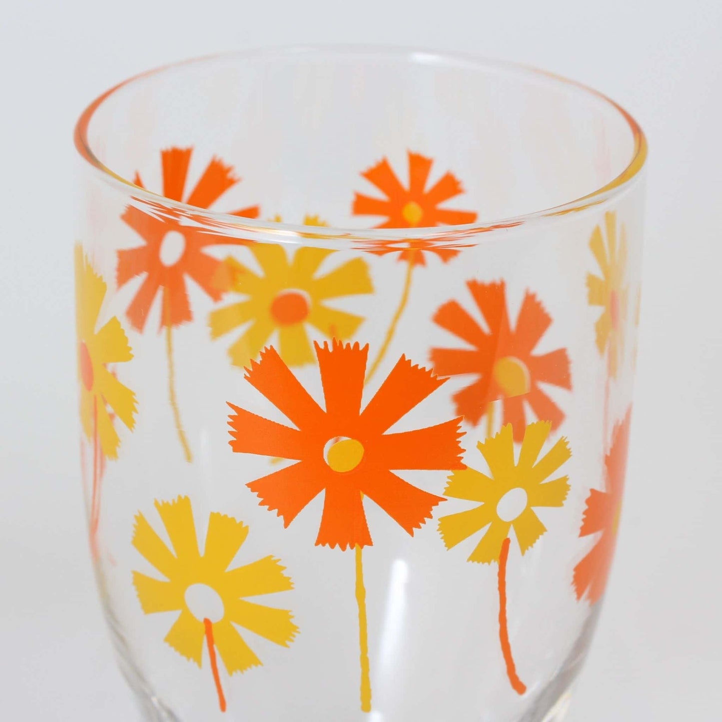 Retro Stemmed Glass – Orange Floral