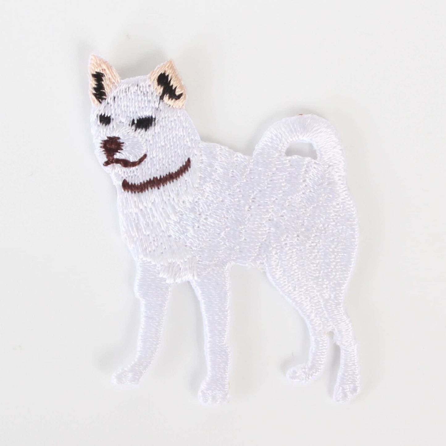 White Shiba Inu Embroidered Iron-On Patch | Made in Japan