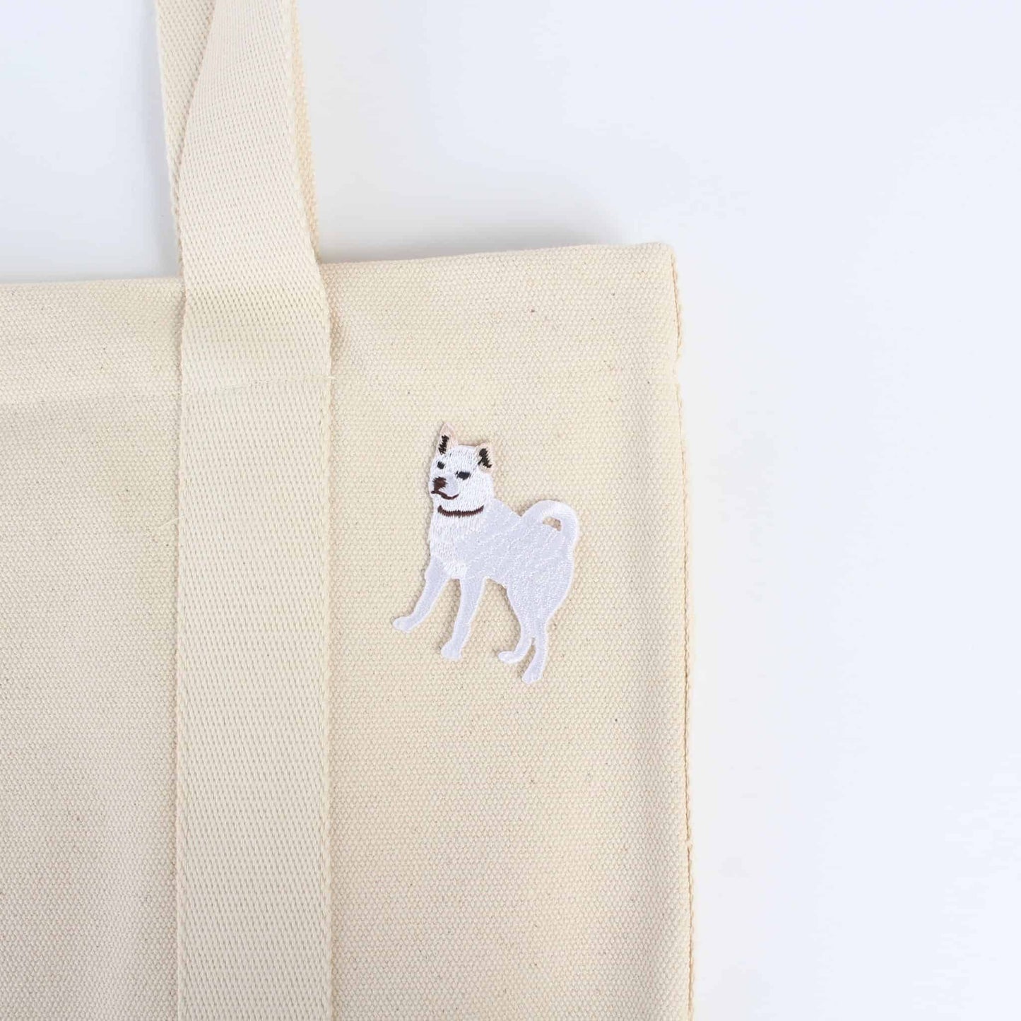 White Shiba Inu Embroidered Iron-On Patch | Made in Japan
