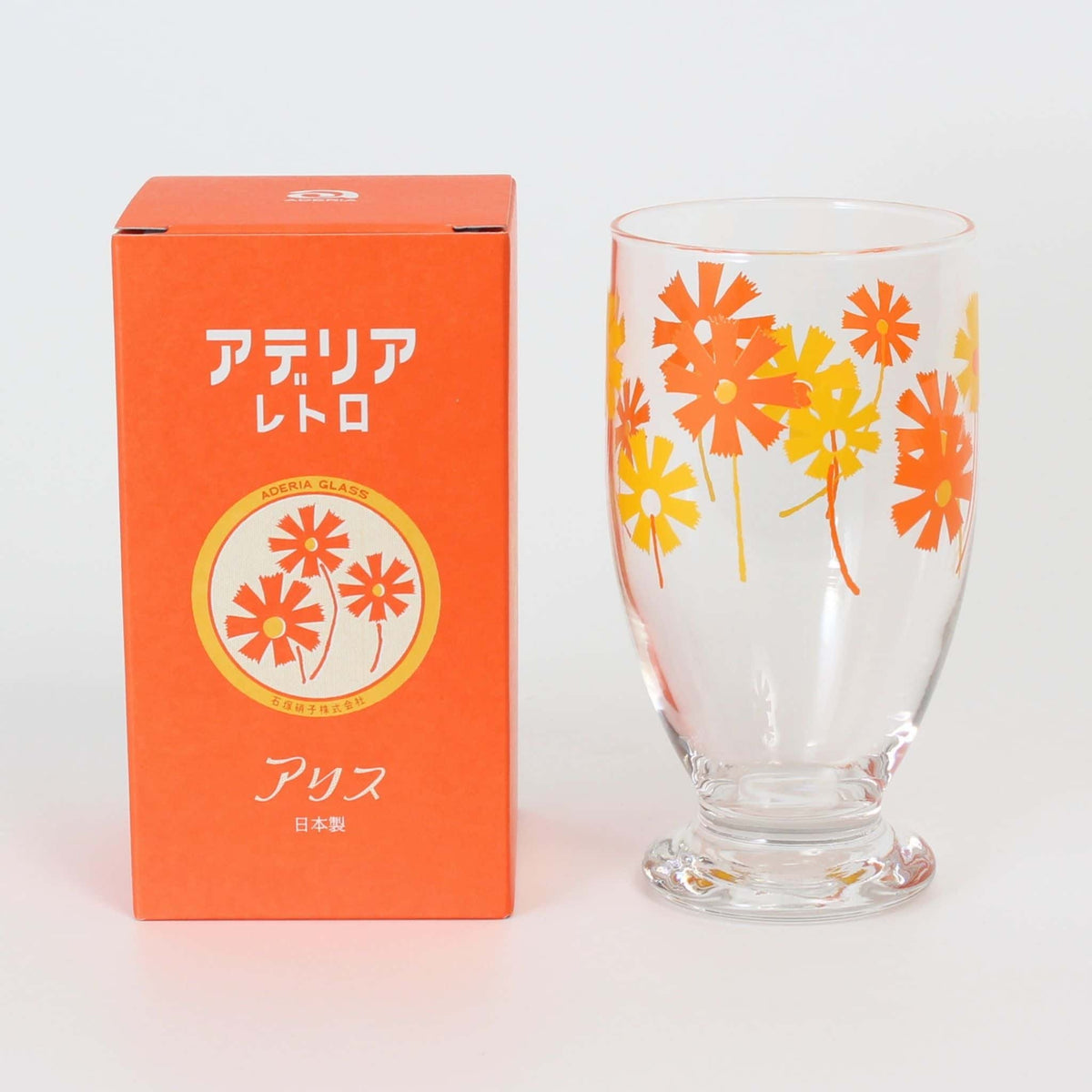 Retro Stemmed Glass – Orange Floral