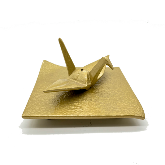 Cast Iron Incense Holder - Crane Yellow