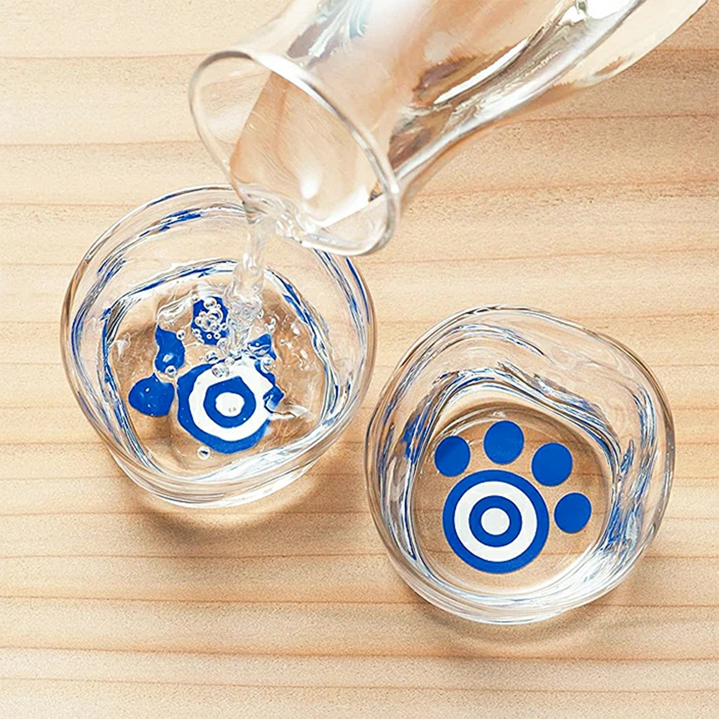 Glass Sake Cup Cat Paw Pattern