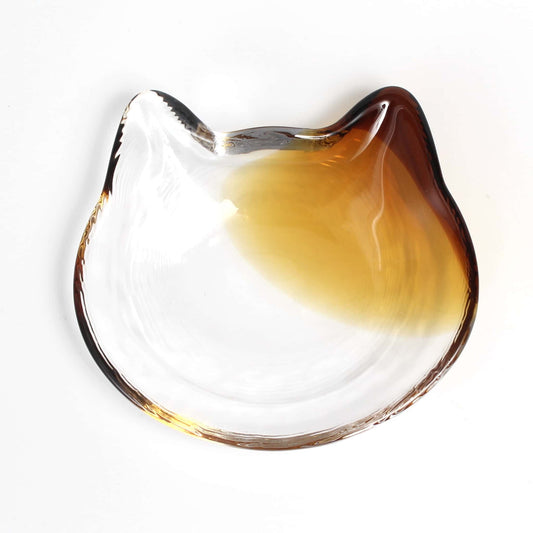 Japanese Glass Cat Plate – Mike Neko Brown | Made in Japan
