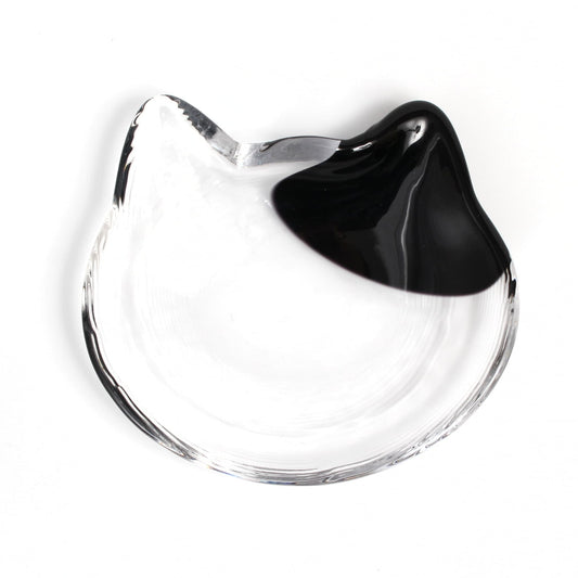 Japanese Glass Cat Plate – Mike Neko Black | Made in Japan