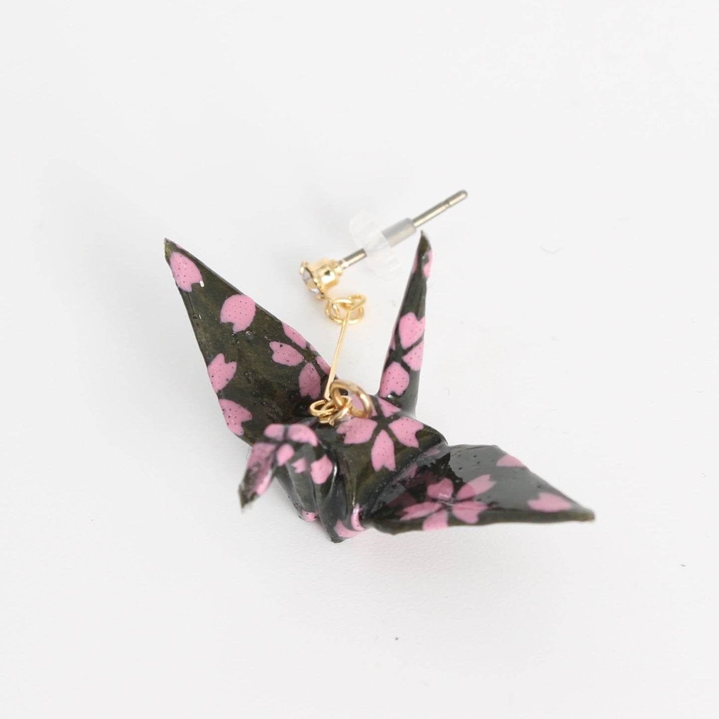 Earrings Crane Cherry Blossom Pink