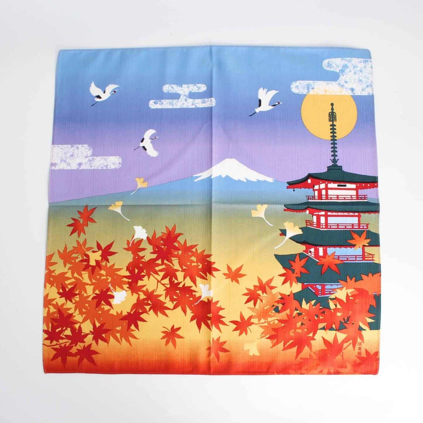 Small Furoshiki -  Autumn Leaves & Pagoda