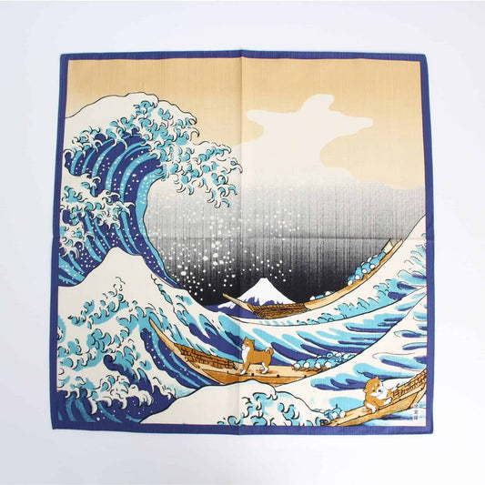 Small Furoshiki - Hokusai Mameshiba and Wave