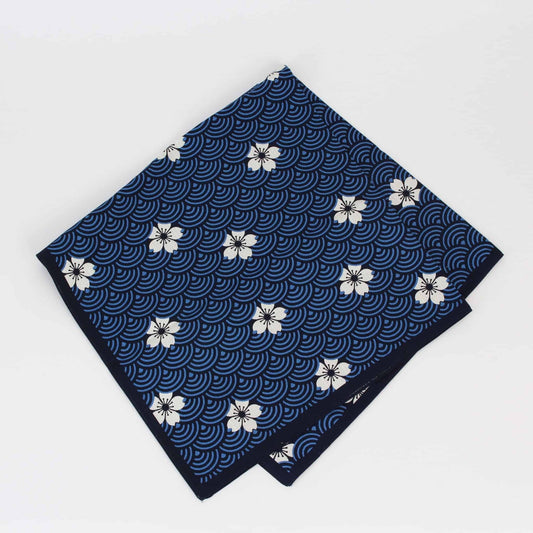 Medium Furoshiki - Cherry Blossoms Blue Wave