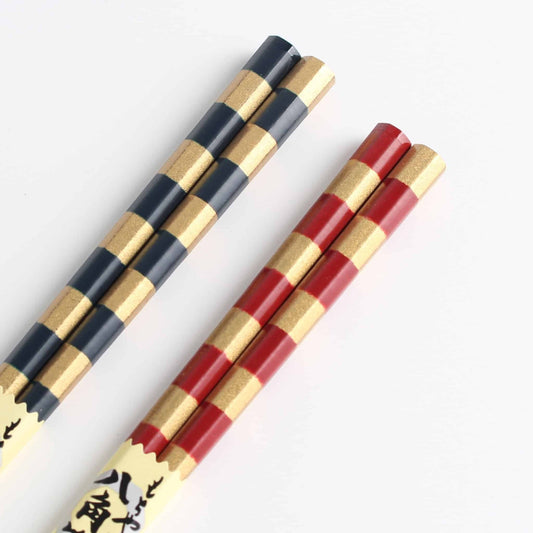 Chopsticks - Hachikaku Gold Checked Pattern