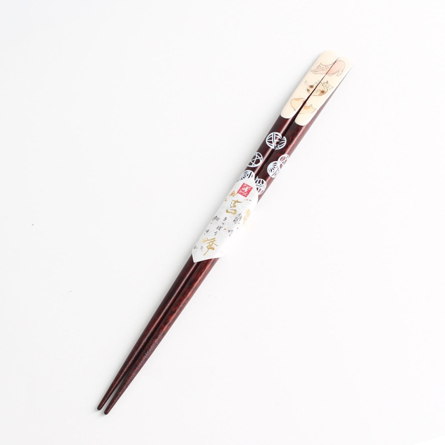 Urushi Lacquer Chopsticks - Relaxing Cats Brown