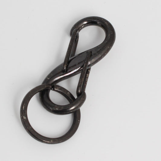 Double S Snap Spring Carabiner Key Ring Black