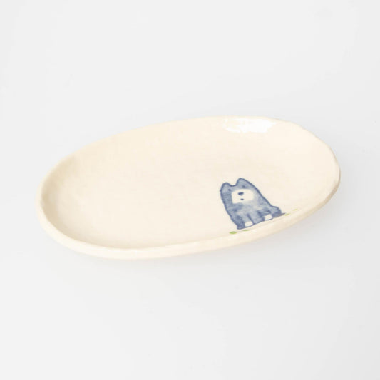 Small Plate - Black Shiba  Sit