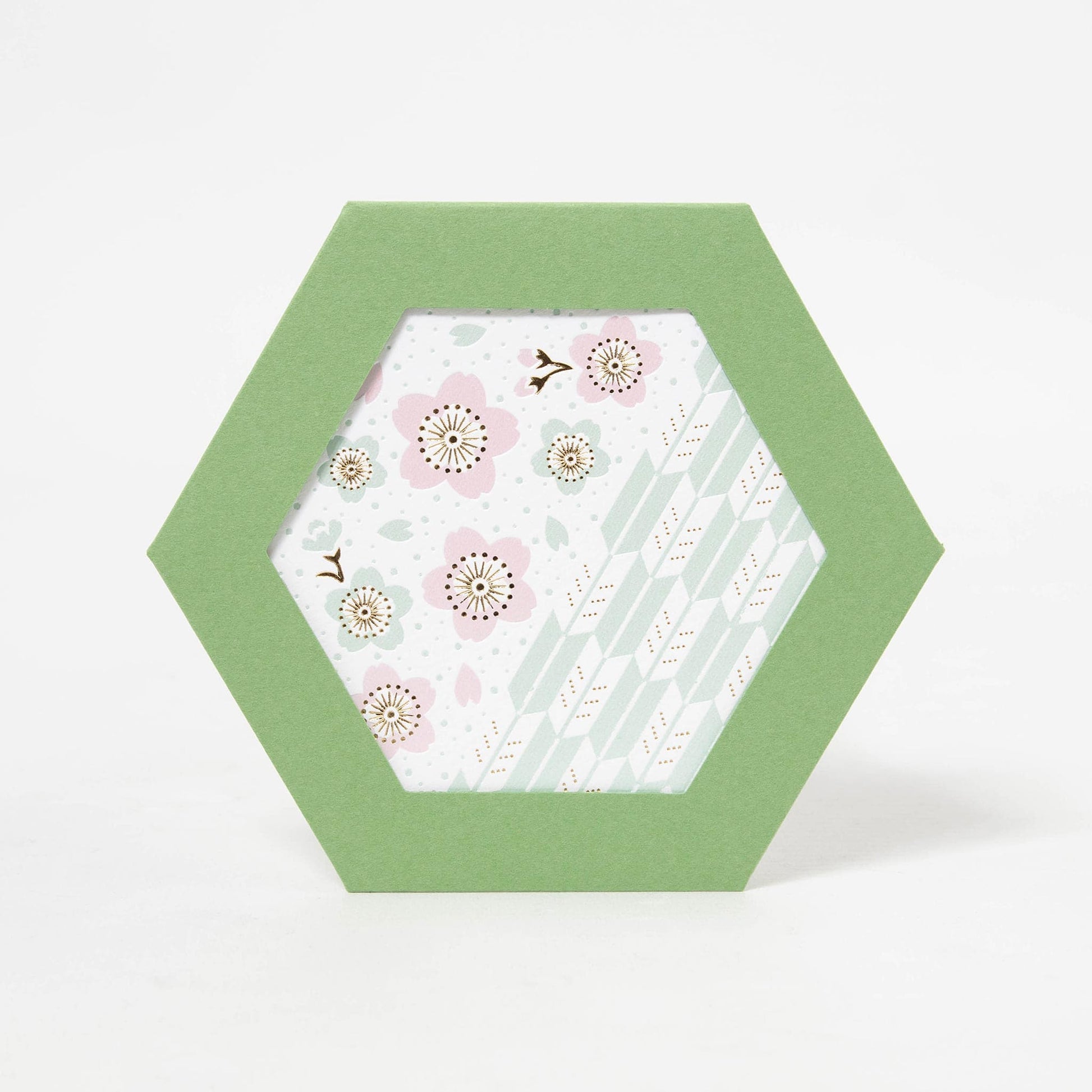 ROKKAKU Hexagonal Greeting Card - Sakura Cherry Blossoms