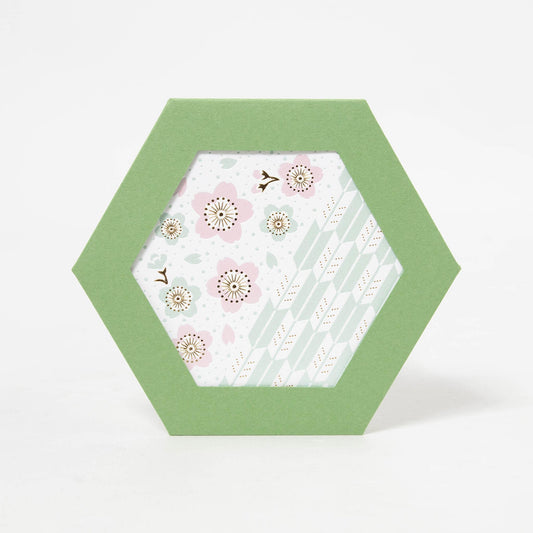 ROKKAKU Hexagonal Greeting Card - Sakura Cherry Blossoms