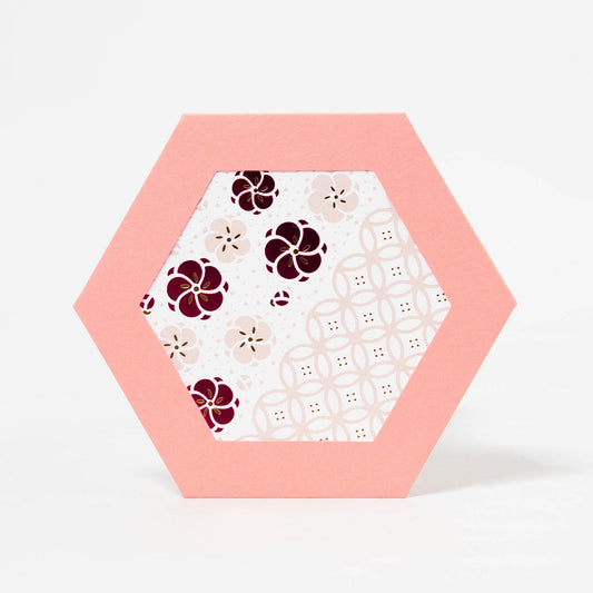 ROKKAKU Hexagonal Greeting Card - Ume Plum Blossoms