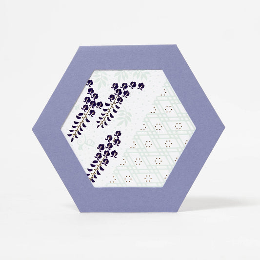 ROKKAKU Hexagonal Greeting Card - Fuji Wisteria