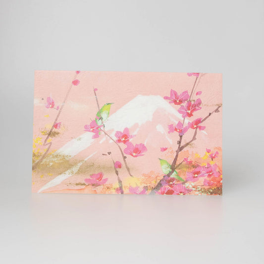 Fukui Asahido Greeting Card - Beautiful Japan Japanese Nightingale and Fuji