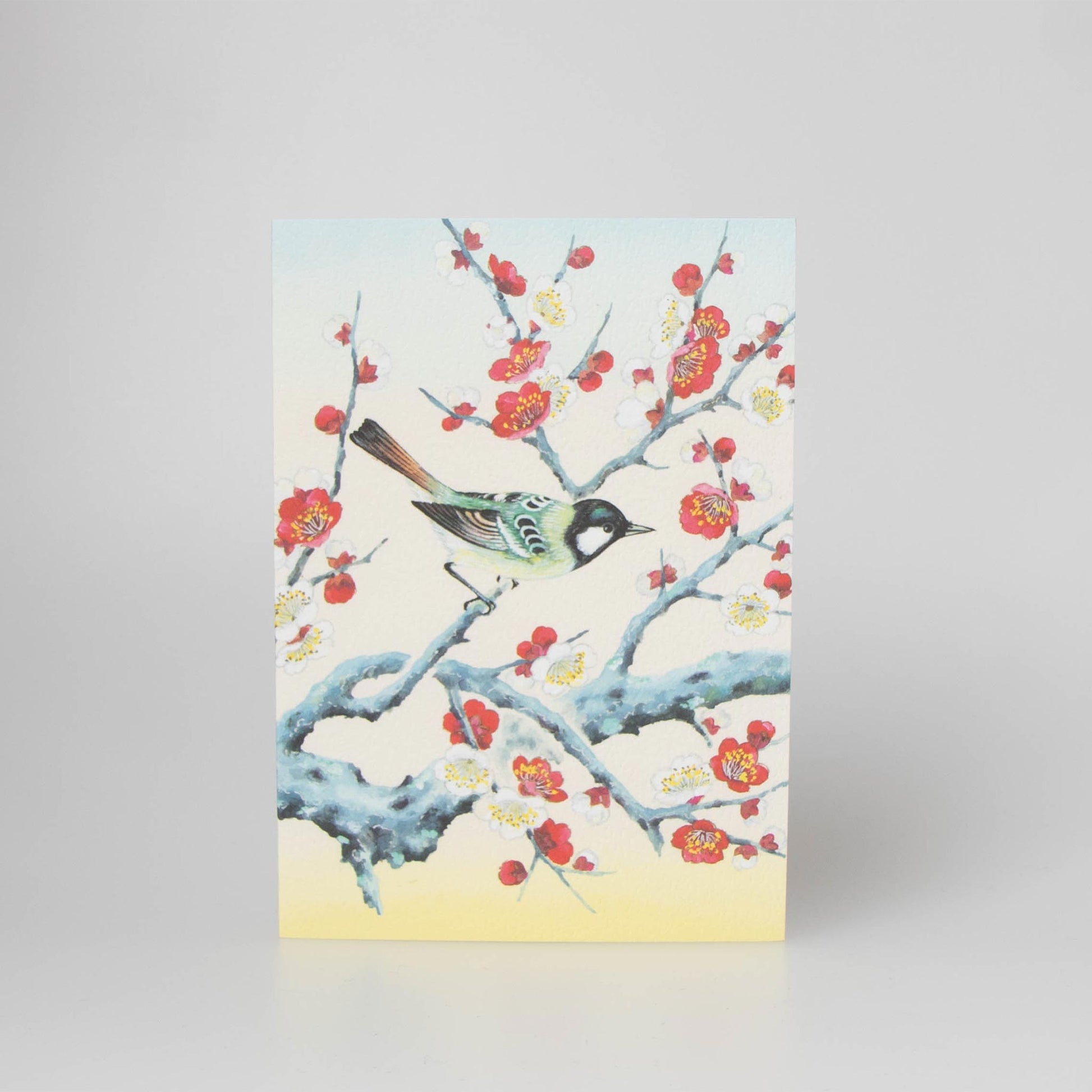 Fukui Asahido Greeting Card - Birds and Flowers Plum Blossoms