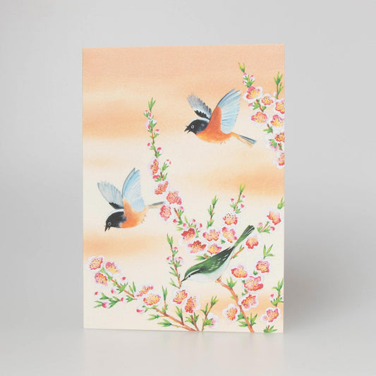 Fukui Asahido Greeting Card - Birds and Flowers