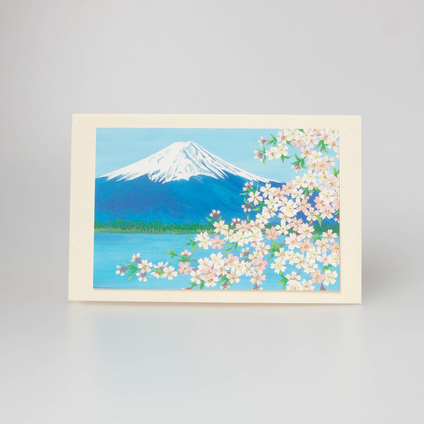 Fukui Asahido Greeting Card - World Heritage Sites Mt Fuji and Cherry Blossoms